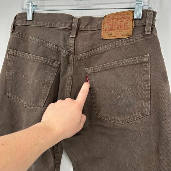 Vintage 90s Men's Levis 501 Button Fly Brown Denim Straight Leg Jeans (32x32.5) - Picture 6 of 10